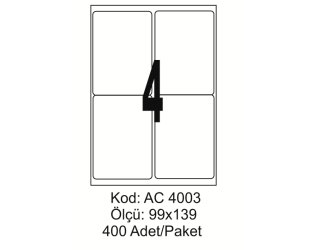 A4 Lazer Kod:AC 4003