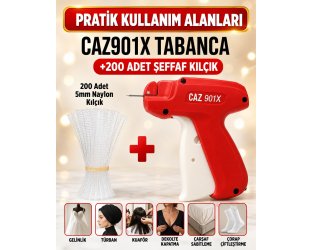CAZ Türban Gelinlik Tabancası 901X Ve 200 Adet (2 Soket) 5mm Naylon Kılçık