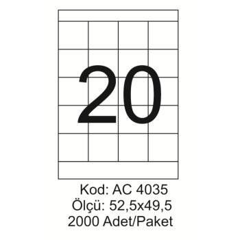 A4 Lazer Kod:AC 4035