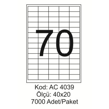 A4 Lazer Kod:AC 4039