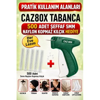 CADY Türban Gelinlik Tabancası 80x Ve 500 Adet (5 Soket) 5mm Naylon